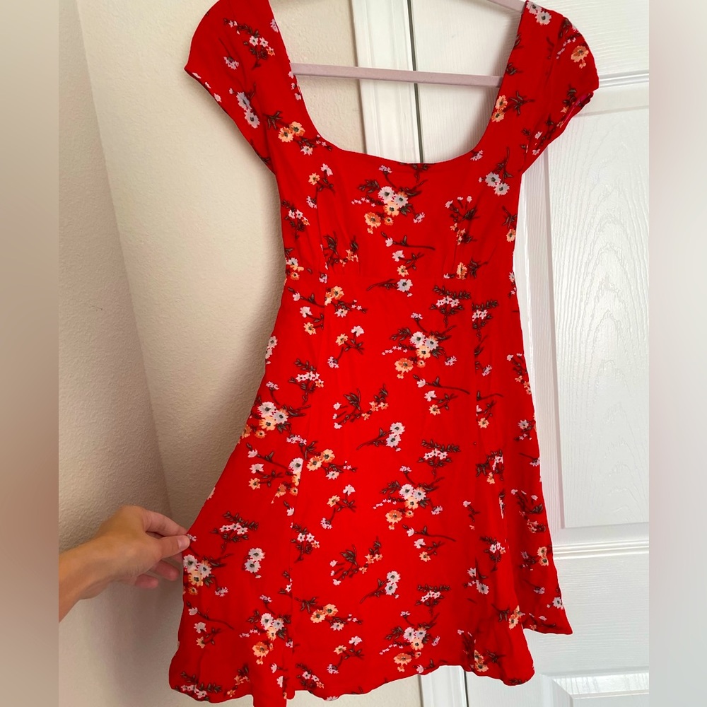 American Eagle Red Floral Dress